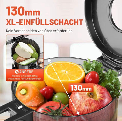 VELOJA Slow Juicer Pro Kaltpresse Entsafter für ganzes Obst Gemüse U. Rezeptbuch