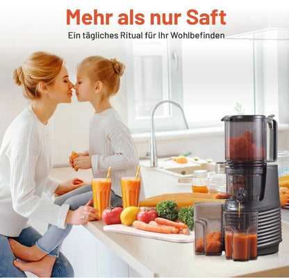 VELOJA Slow Juicer Pro Kaltpresse Entsafter für ganzes Obst Gemüse U. Rezeptbuch